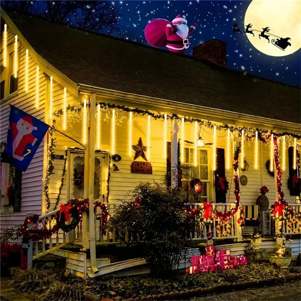 Description Picture 2 of item32/24/16/8 Tubes Meteor Shower Rain LED String Lights for Holiday Xmas Fairy Light Christmas Decoration Wedding Outdoor Navidad