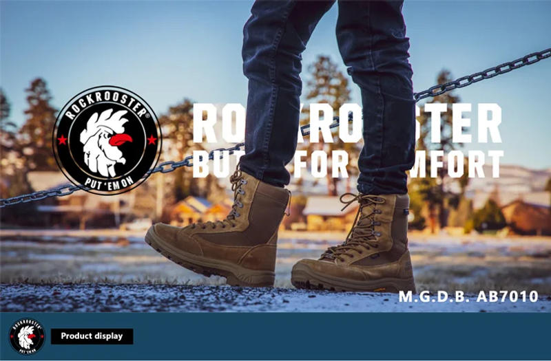 Description Picture 4 of itemROCKROOSTER cowhide Hiking Boots Tactical Desert Combat Boots Men waterproof hunting boots Male high top trekking Ankle Sneakers