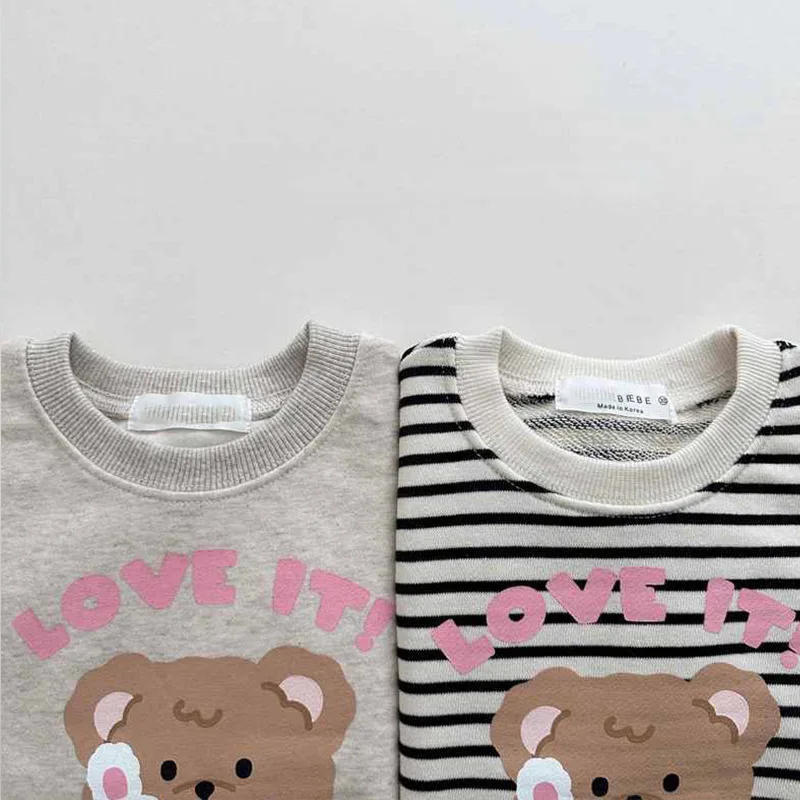 Description Picture 5 of item2025 Spring New Baby Girls Cute Bear Print Sweatshirt Cotton Children Long Sleeve T Shirts For Girls Kids Boys Sweatshirt