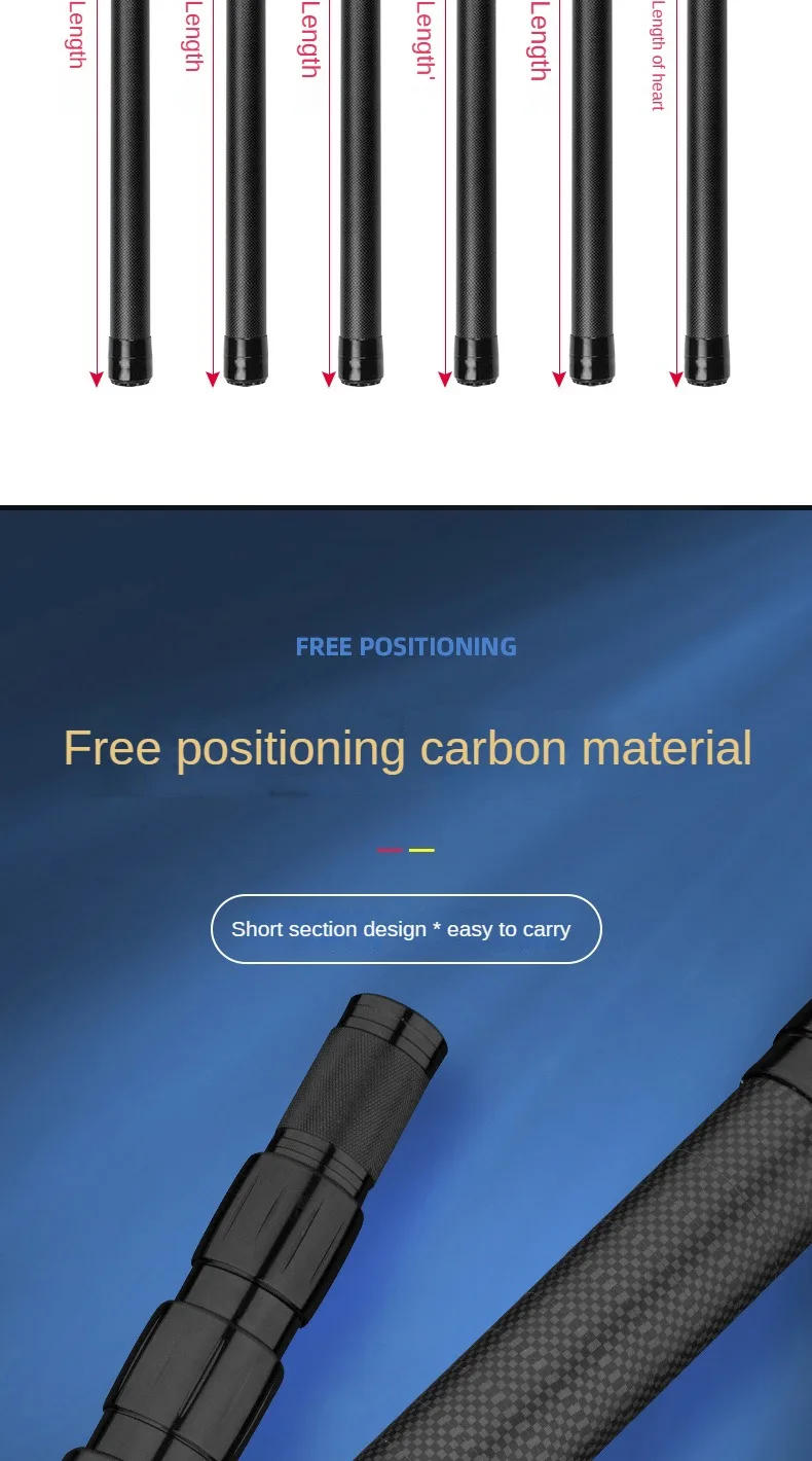 Description Picture 4 of item1.3-2.1M Canopy Pole Carbon Free Position Telescopic Tent Support Pole Outdoor Short Carbon Fiber Fishing Net Pole Accessories