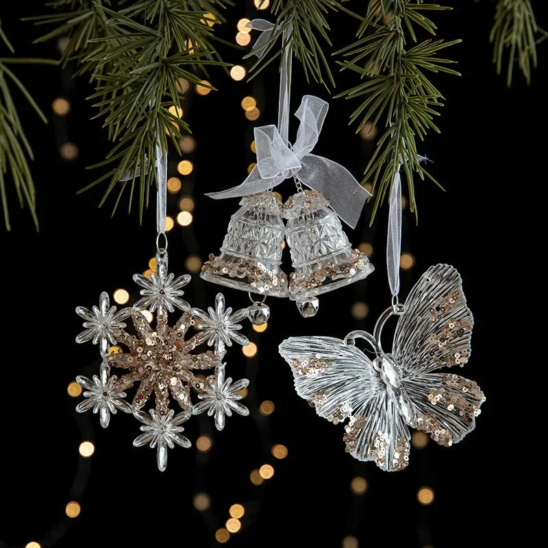 Description Picture 3 of itemCrystal Christmas Snowflake Elk Bell Pendant Figurine Collectibles Small Ornament for Christmas Tree Holiday Party Decorations