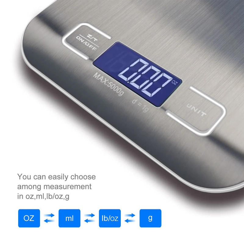 Description Picture 3 of item5kg/10kg 1g Portable Kitchen Scale Coffee Electronic Scale Stainless Steel Surface LCD Backlit Kitchen Food Scales Weighing Tool