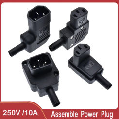 Elbow 90° IEC 320 C14 Male Plug to C13 Female Socket Power Connector AC 250V 10A