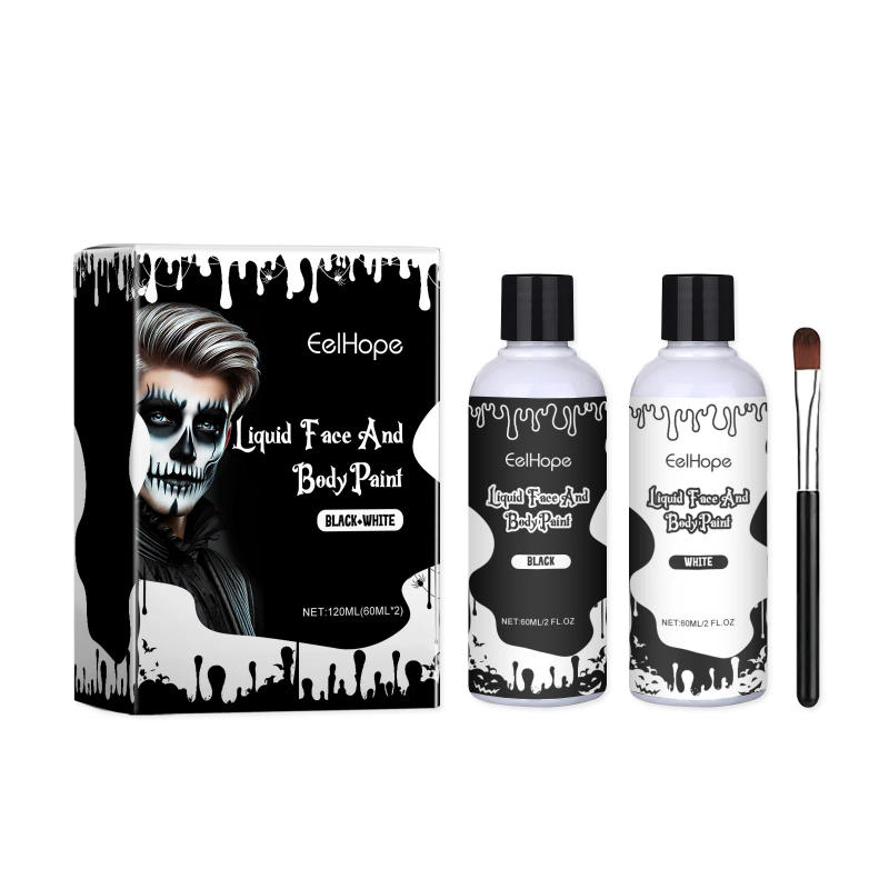 Description Picture 5 of itemHalloween Party Liquid Face and Body Paint Black White High Coverage Long Lasting Color Vampire Makeup DIY for Paint Party 120ml