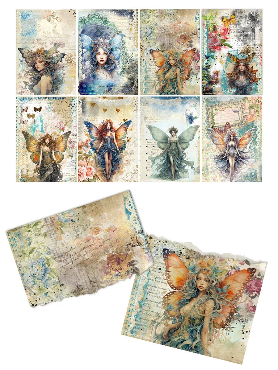 Description Picture 4 of itemRice Paper Original Design Scrapbook Retro Papers Mushroom Pattern for Scrapbooking DIY Junk Journal Decoration Craft 8pcs