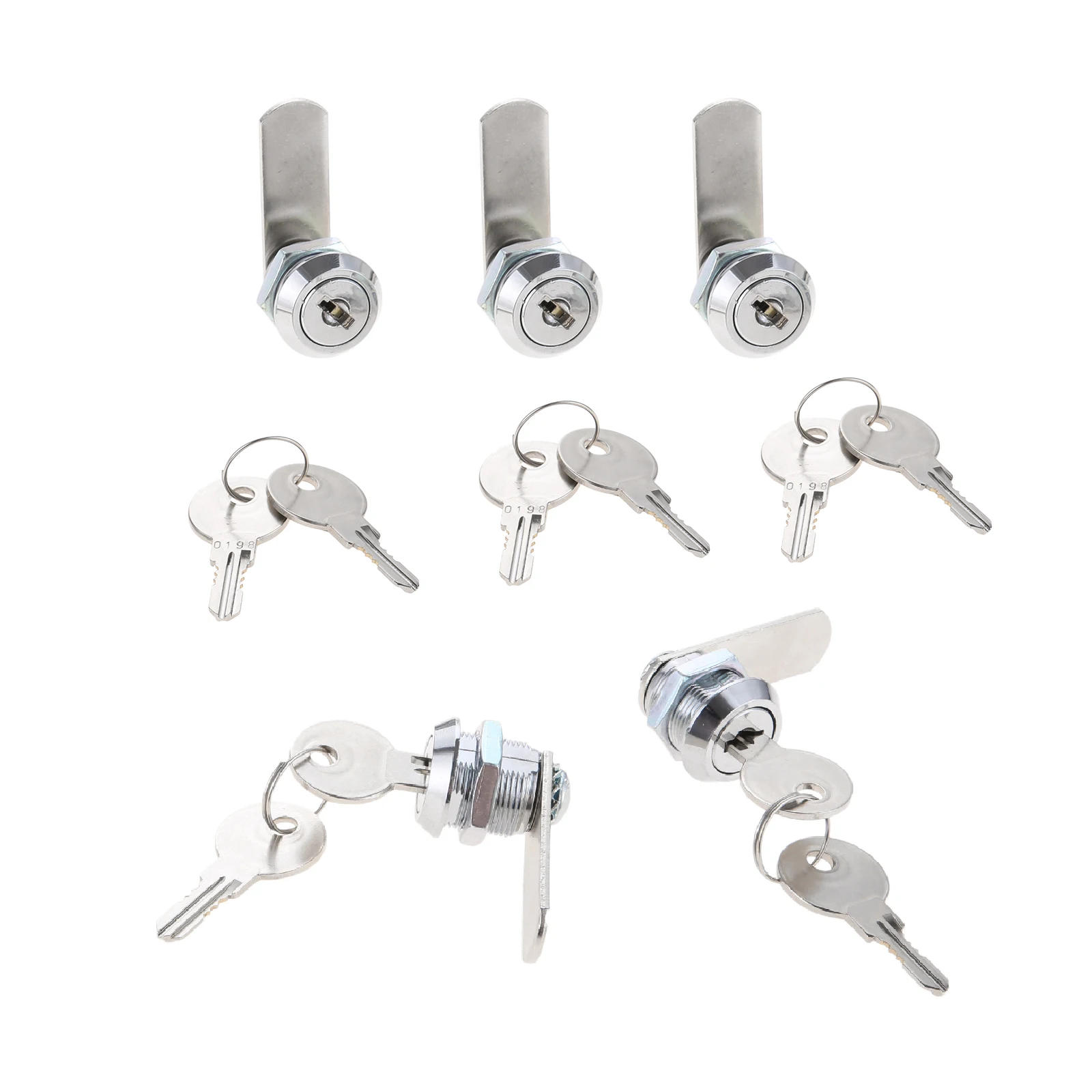 Description Picture 4 of item5kits Mutual Open Cam Locks+ 10 alike Keys 5/8 inch Cylinder Zinc Alloy 90 Degree Rotation 48mm Block Secure Drawer RV Locker