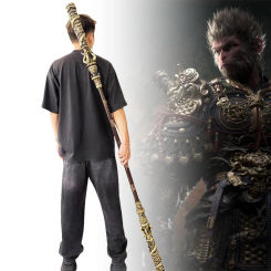 180cm PU Black Myth Wukong Cudgel Long Sun Wukong Weapon Real Full Size Japanese Katana Samurai Sword Sabre Kid Toy Anime Gift