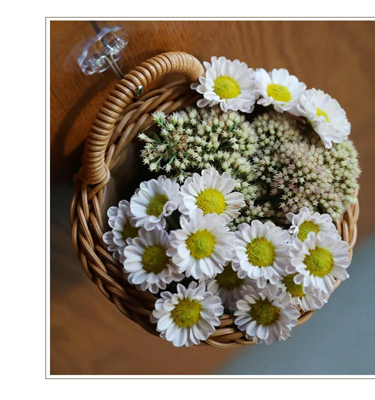 Description Picture 6 of itemHanging Plastic Storage Basket for Flowers Plants Pot Handwoven Basket with Handle for Kitchen Organizer Home Room Decoration