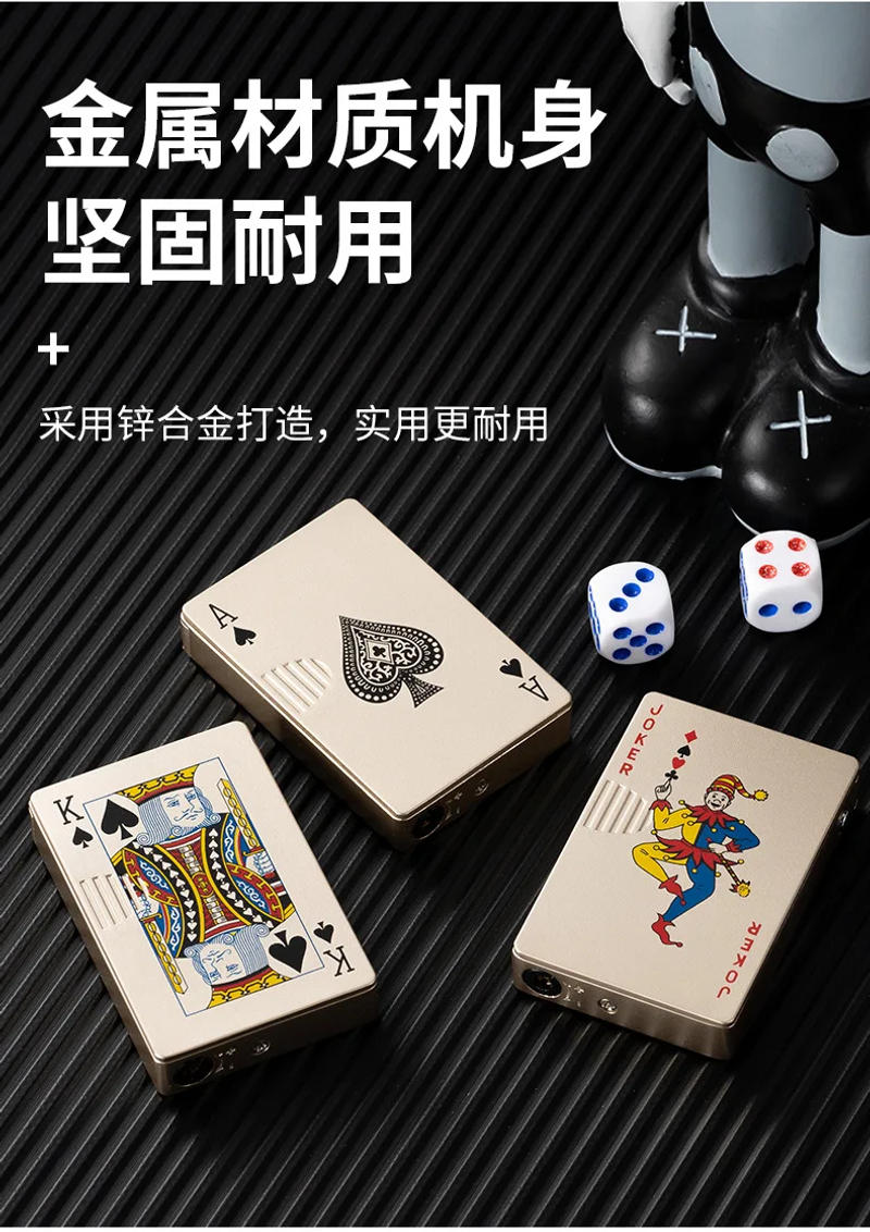 Description Picture 5 of itemNew Creative Playing Card Lighter Metal Windproof Jet Butane Inflatable Lighter Cigarette Accessories Fun Men's Lighter