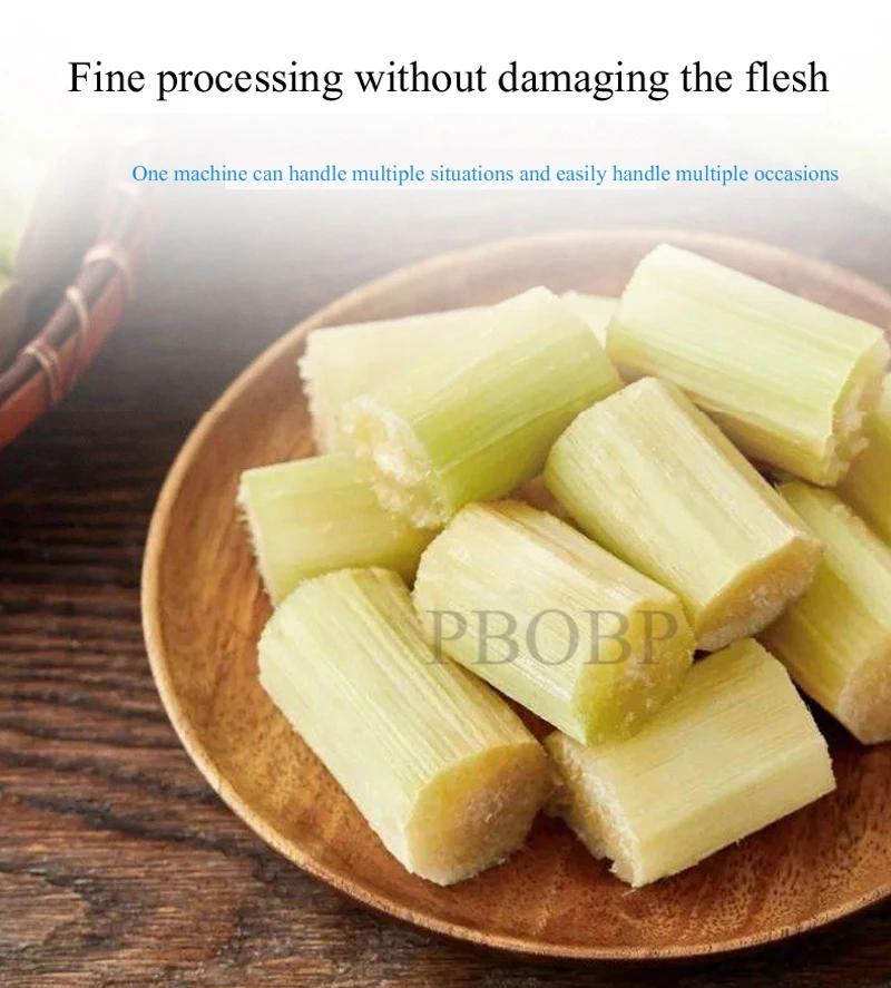 Description Picture 3 of itemPBOBP New Design Commercial Stainless Sugarcane Machine For 30mm-58mm Diameter 500W Electric Sugar Cane Skin Peeler Machine