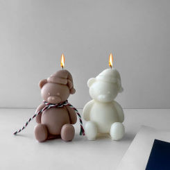 Christmas Bear Candle Silicone Mold Diy Cartoon Bear Scented Candle Plaster Soap Resin Cement Mold Home Crafts Making Tools