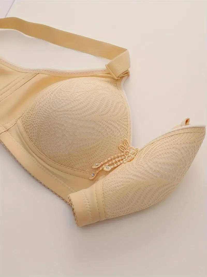 Description Picture 5 of item1 Piece Appliques Jacquard Bra, Elegant Lightly Padded Wireless Bra, Women's Lingerie & Underwear