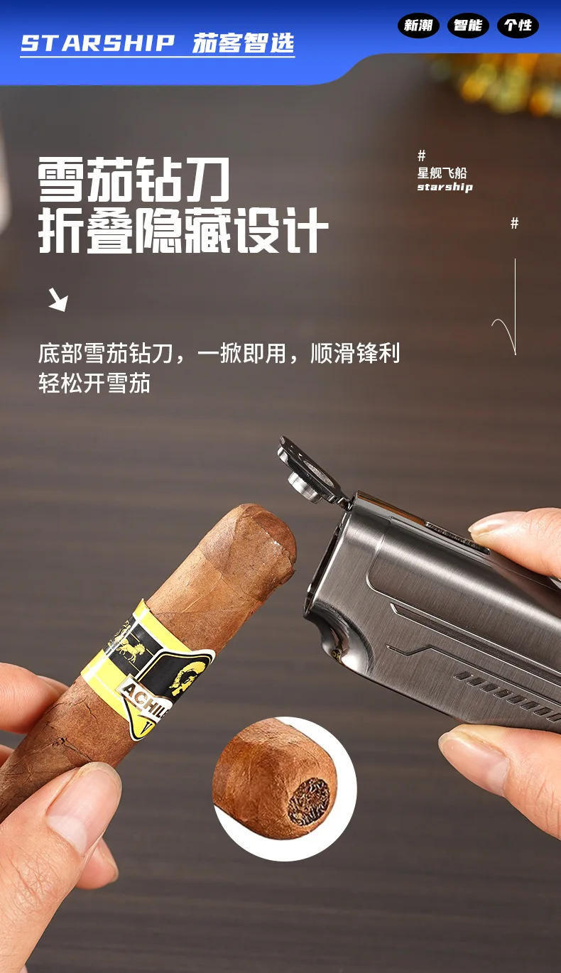 Description Picture 6 of item2026 New Three Straight Lighters Portable Ignition Multi-function Cigarette Lighter Household Fierce Lighter  Wholesale.