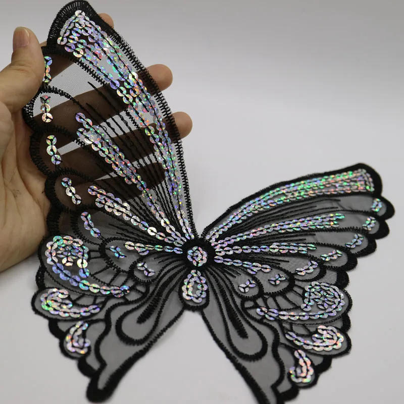 Description Picture 2 of itemFashion 12color butterfly lace patches for clothing sew on sequin embroidery applique butterfly parche for clothes accessories