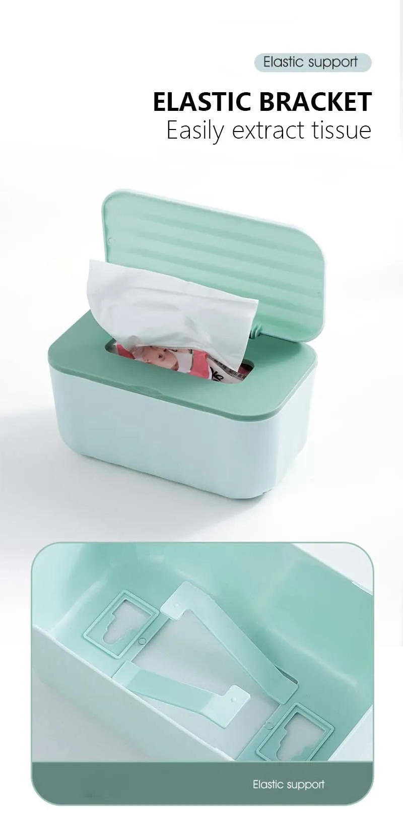 Description Picture 6 of itemTissue Box with Cover Square Wet Wipes Case Napkins Toilet Paper Container Home Car Tissue Paper Dispenser Storage Organizer
