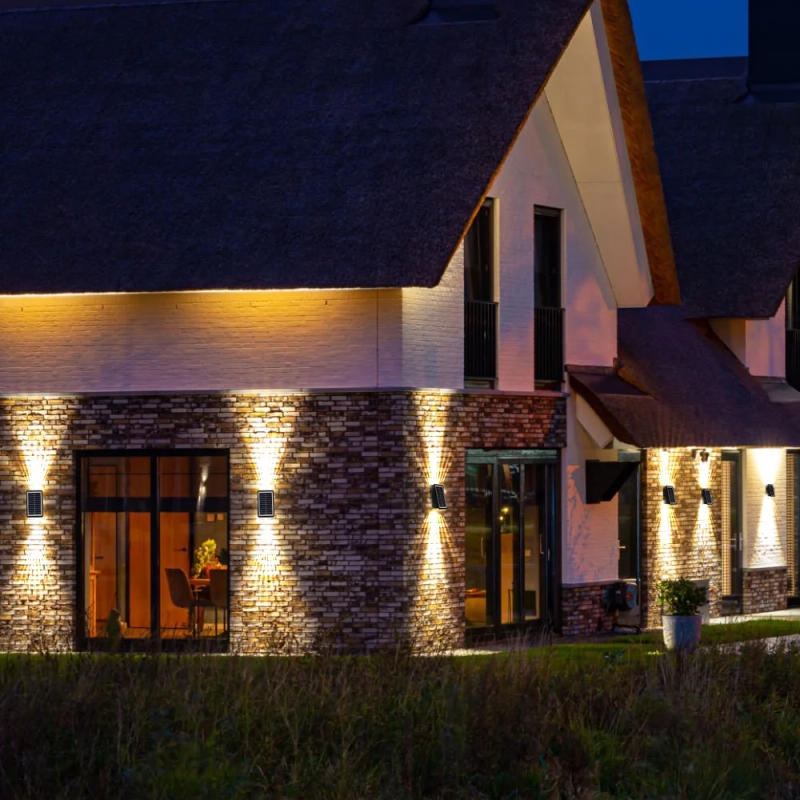 Description Picture 4 of itemSolar Fence Lights, IP65Waterproof Outdoor Solar Wall Light Garden Yard Flood Light 5V Warm White + RGB Up & Down