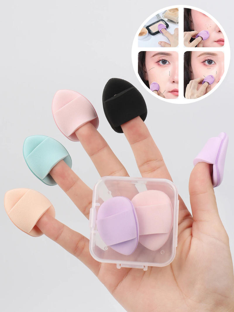 Description Picture 2 of item5 件套 Mini Finger Puff Foundation Small Air Cushion Powder Sponge Face Concealer Bb Cream Cosmetic Applicator Makeup Tools