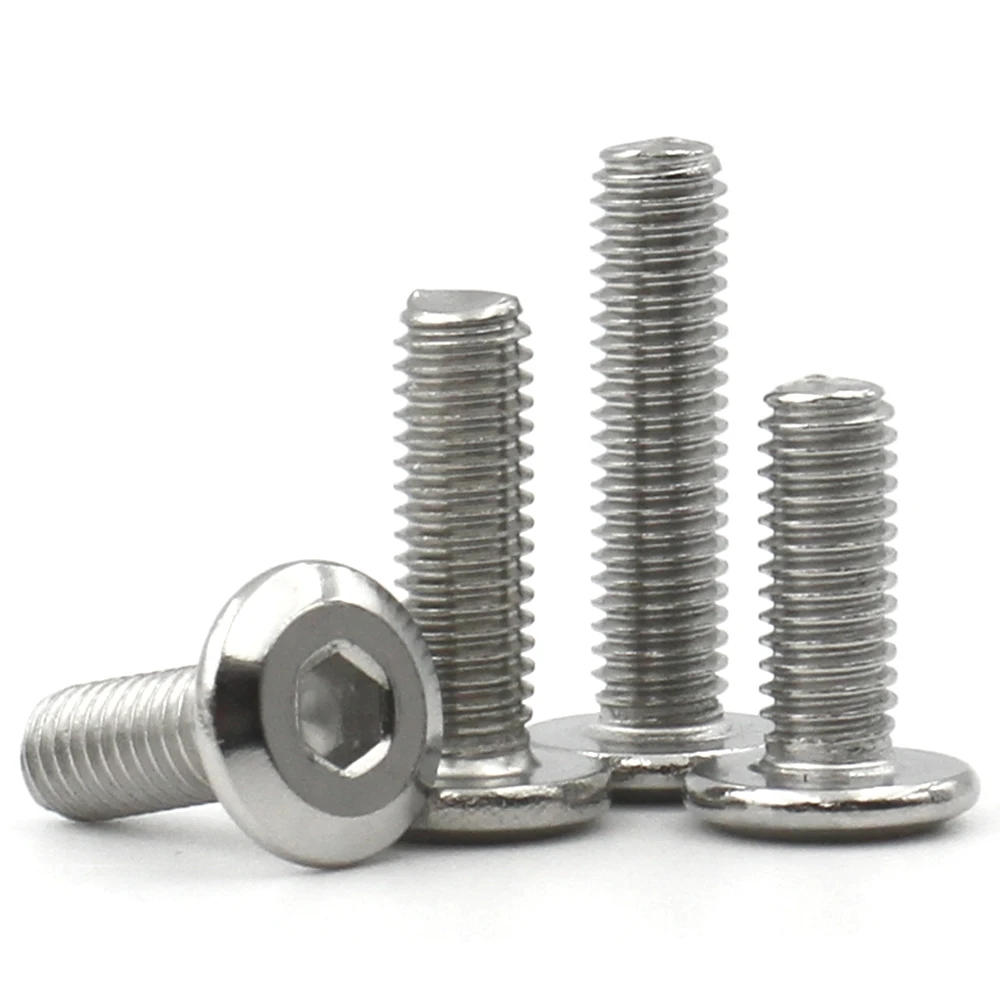 Description Picture 4 of item50 / 10 / 5 M3 M4 M5 M6 M8 304 Stainless Steel Flat Hex Hexagon Large Furniture Socket Rivet Screw Joint Connect Allen Head Bolt