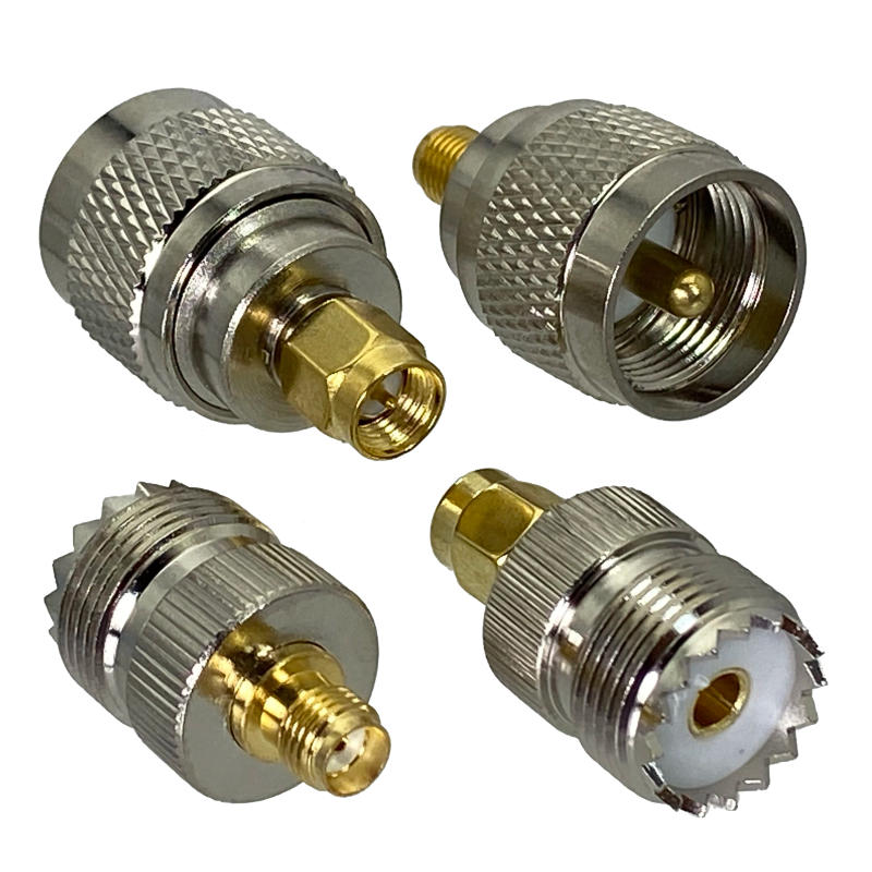 Description Picture 2 of item1pcs UHF SO239 PL259 to SMA Male Plug & Female Jack RF Coaxial Adapter Connector Wire Terminals Straight Brass