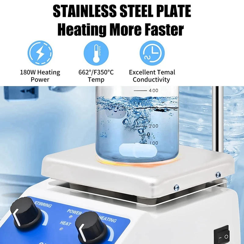 Description Picture 6 of itemLab Magnetic Stirrer Plate Hot Stir Mixer For Chemistry Equipment 1000Ml Capacity 100-2000 RPM Speed Resin US Plug
