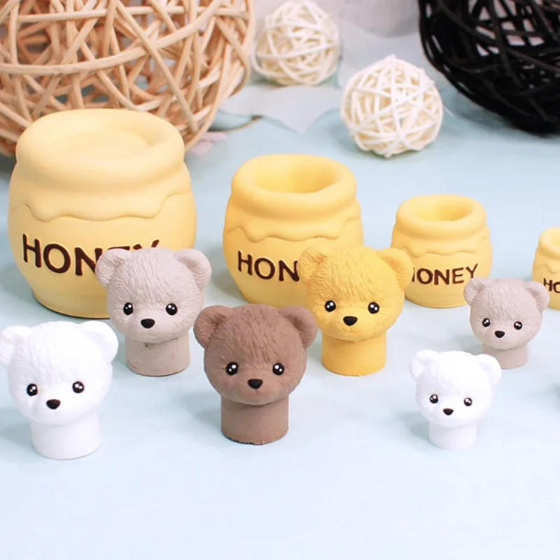 Description Picture 3 of itemHoney Jar Teddy Bear Silicone Candle Mould Multi Size Cartoon Animal Soap Making Set Baby Room Painting Plaster Doll Decor Gifts