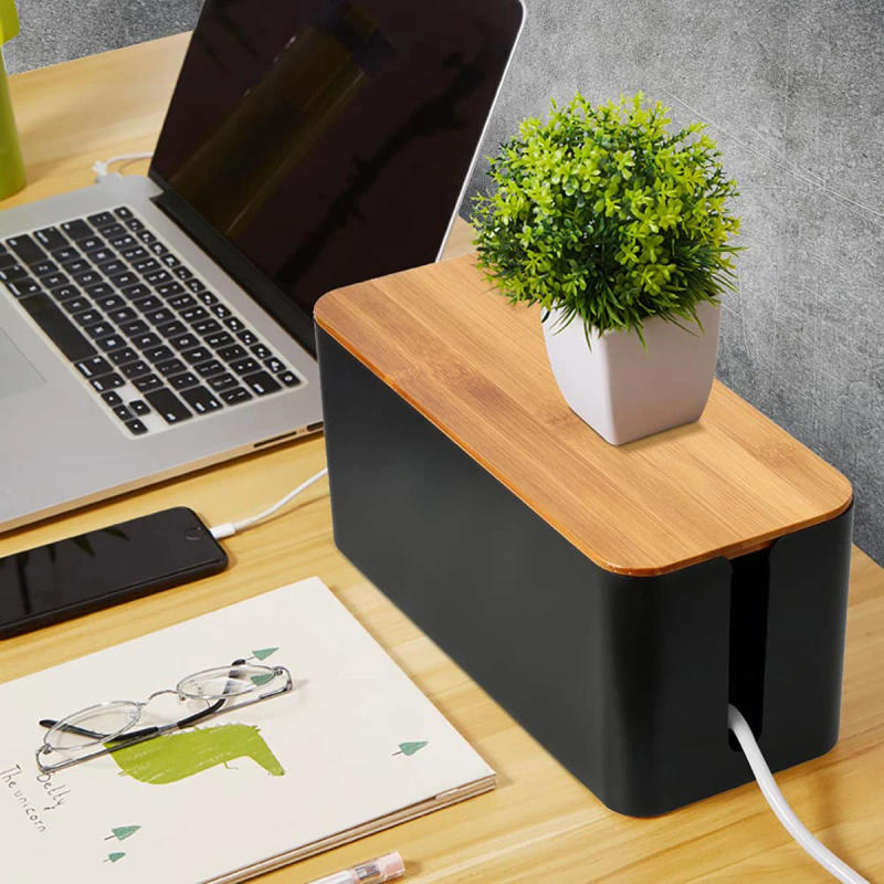 Description Picture 2 of itemCable Storage Box Wooden Power Line Storage Case Dustproof Charger Socket Organizer Wire Case Home Cable Winder Organizer