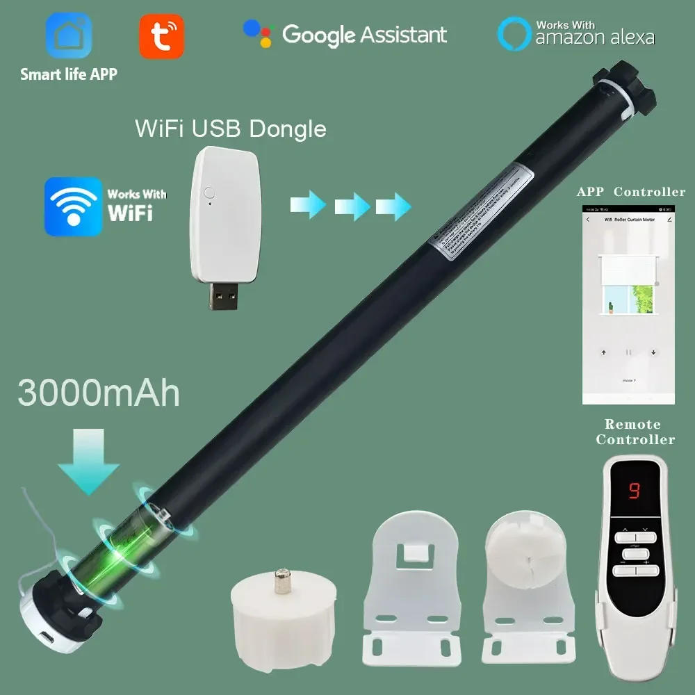 Description Picture 3 of item25Mm WiFi Tubular Smart Home Curtains 4.21Kg  WiFi Hookless Pinch Pleat Shower Curtain Roller Motor With Ring And Rods