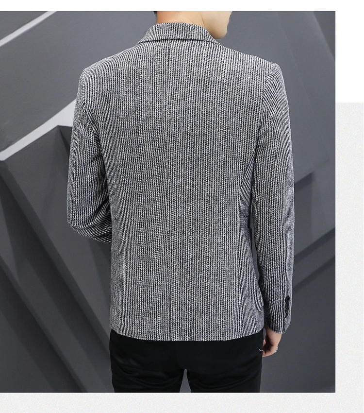 Description Picture 6 of itemCasual Plaid Relaxed Comfortable Suit Men's Wool Slim Small Suit Formal Single West Outdoor + Travel + Fashion Top Coat