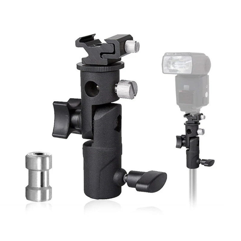 Description Picture 3 of itemFlash Hot Shoe Umbrella Holder Mount Adapter For Studio Light Type E Stand With 1/4 3/8 Screw Bracket Support E-type Lamp Holder