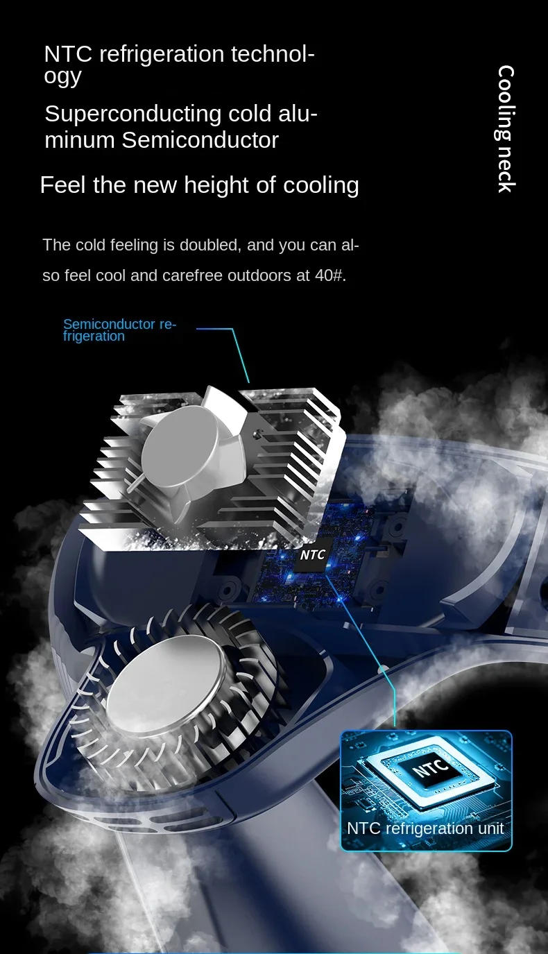 Description Picture 6 of item2024 New Neck Air Conditioner Portable Neck Fan Rechargeable Semiconductor Cooling Bladeless Fan Wearable Cooler multi purpose