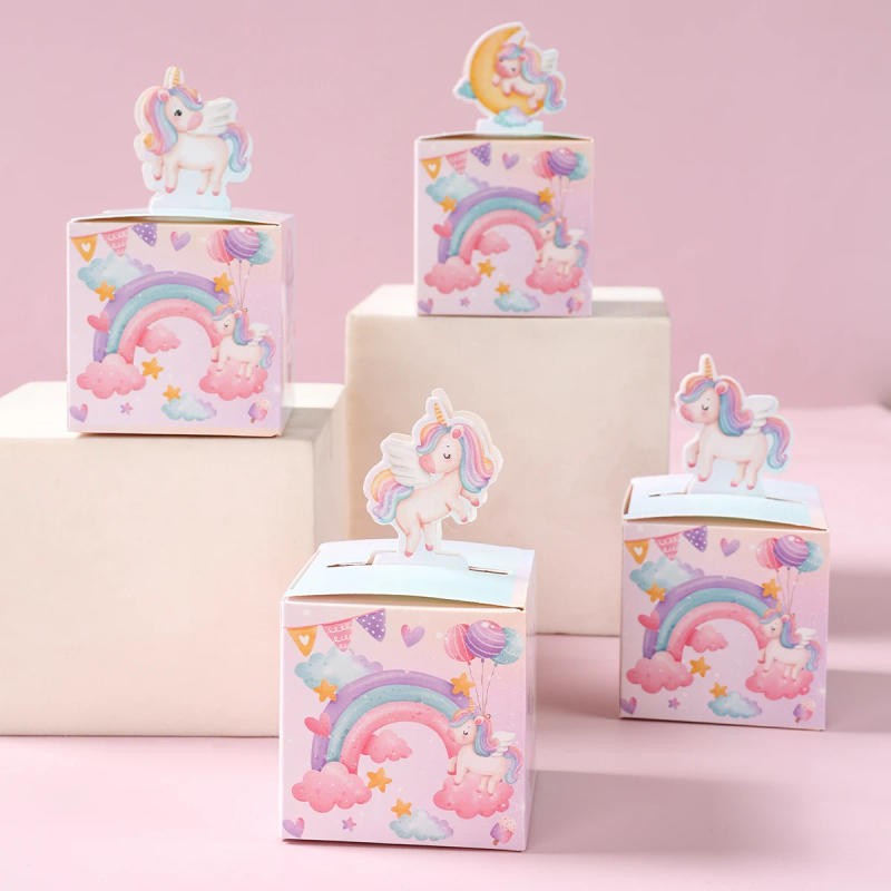 Description Picture 5 of item12/24pcs Unicorn 3D Paper Candy Boxes Gift Packing Box Unicorn Theme Party Decoration Kids Wedding Baby Shower Party Supplies