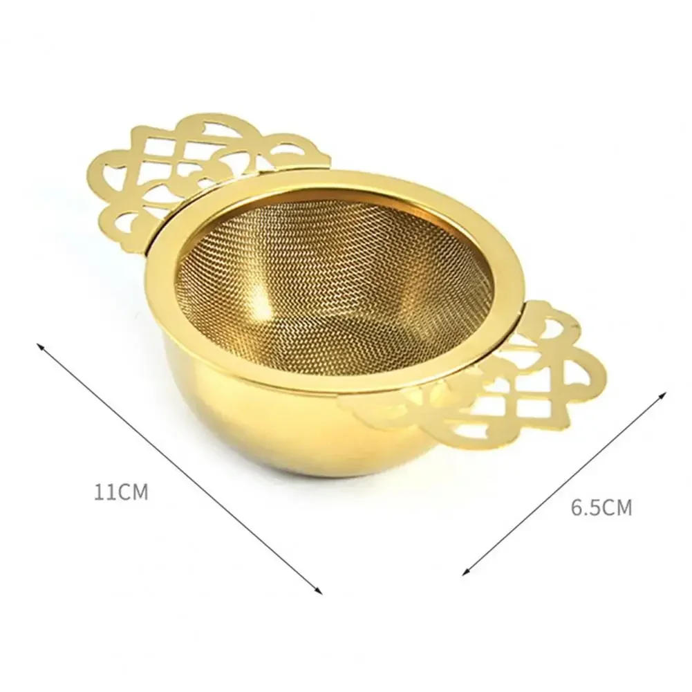 Description Picture 6 of itemTea Infuser Anti-rust Convenient 304 Stainless Steel Double Winged Handles Loose Leaf Tea Strainers for Home Gold/Silver