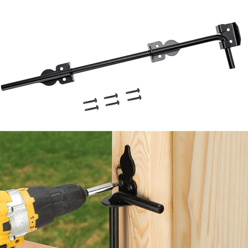 Description Picture 6 of item1pc 12" Heavy Duty Cane Bolt Gate Drop Rod Wood Fence Steel Drop Hardware Black Furniture Hardware Home Improvement Accessories