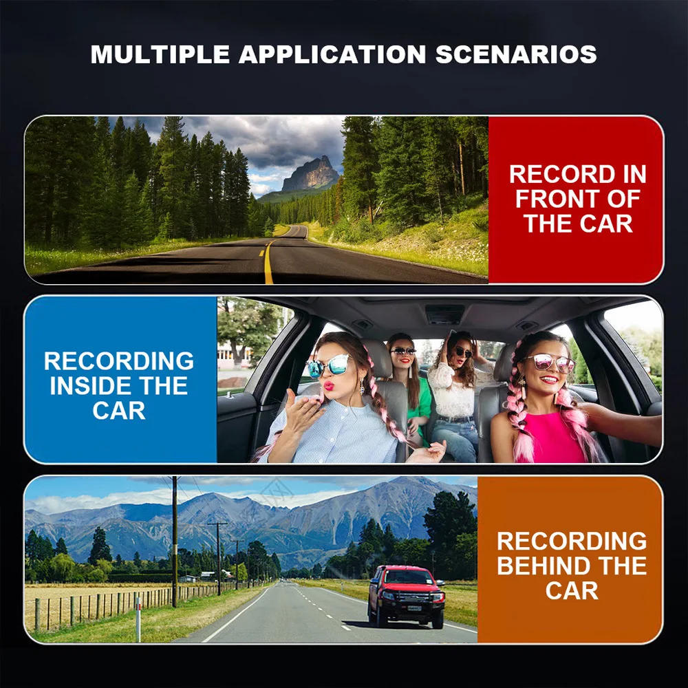 Description Picture 6 of item3 Channel Dash Cam Cars Camera Black Box 1080P Video Recorder Rear View Camera for Vehicle Car DVR car accessories APP Control