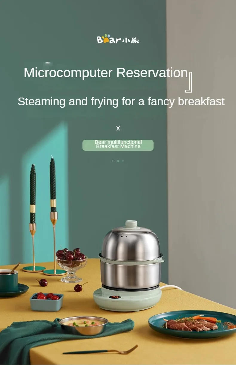 Description Picture 2 of itemEgg Boiler Stainless Steel Double-Layer Multifunctional Breakfast Artifact Automatic Power off Steam Eggs Breakfast Machine