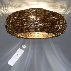 American retro ceiling fan light with remote control handmade hemp rope Nordic fan ceiling light restaurant home indoor lighting