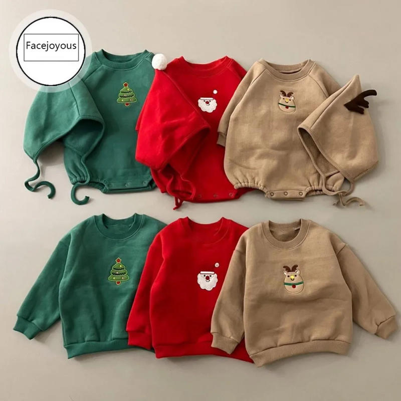 Description Picture 4 of itemAutumn Winter Children Christmas Thick Warm Long Sleeve Sweatshirt Girl Baby Cotton Embroidery Tops Boy Kid Fashion Sweatshirts