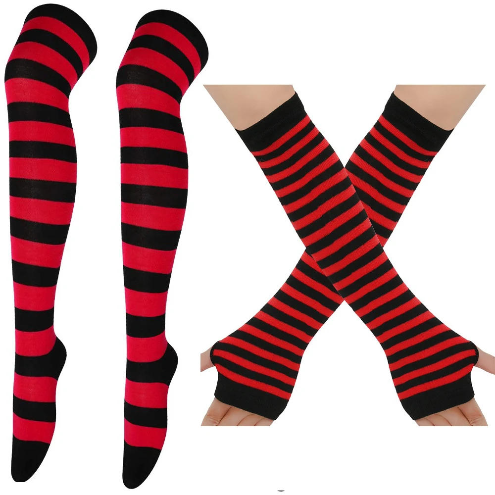 Description Picture 4 of itemThigh High Stockings Multi-color Casual Gloves Women Girls Striped Long Socks Over The Knee Socks