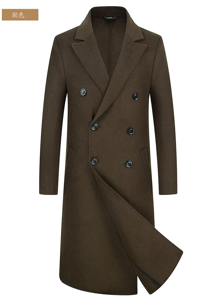 Description Picture 6 of itemWinter Wool Coat Men Business Casual Korean Fashion Long Trench Coat Men Solid Thick Double-breasted Wool Coats Outwear Men 2024