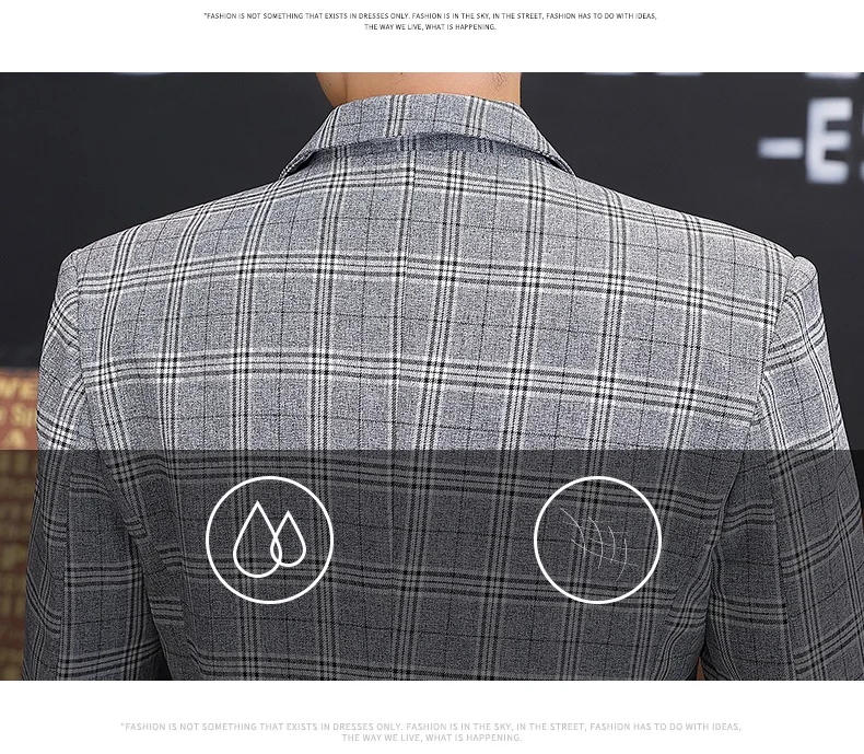 Description Picture 6 of itemBritish suit men spring and autumn thousand birds checkered plankton handsome small suit clothes men's high-end casual coat tide