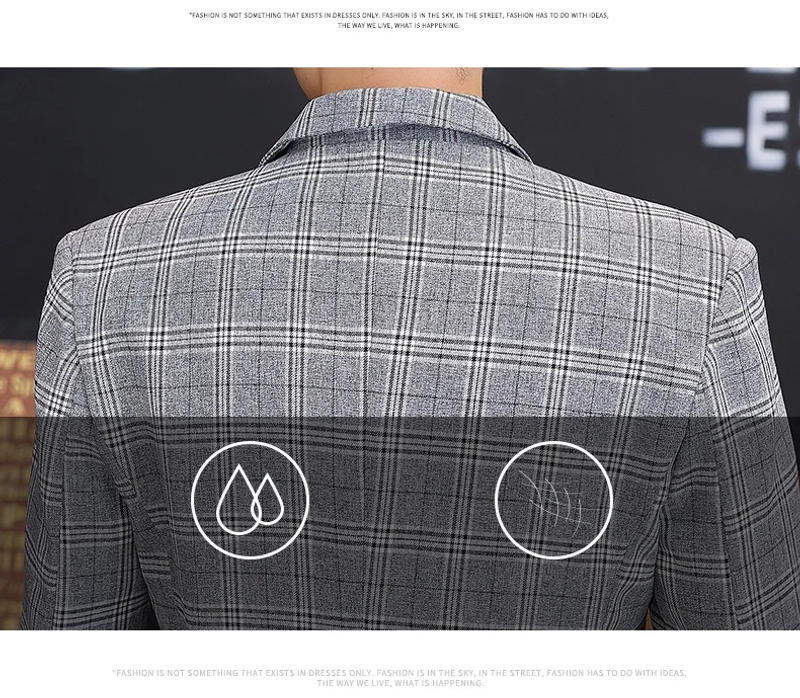 Description Picture 6 of itemBritish suit men spring and autumn thousand birds checkered plankton handsome small suit clothes men's high-end casual coat tide