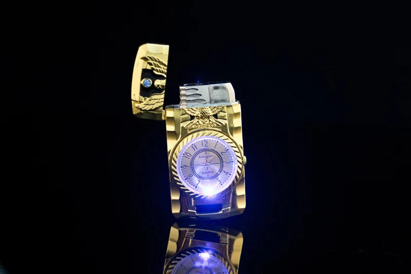 Description Picture 6 of itemLuxury LED Gold Watch Windproof Jet Butane Lighter Torch Turbo Gas Inflatable Lighter Cigar Cigarette Accessories Men's Gift