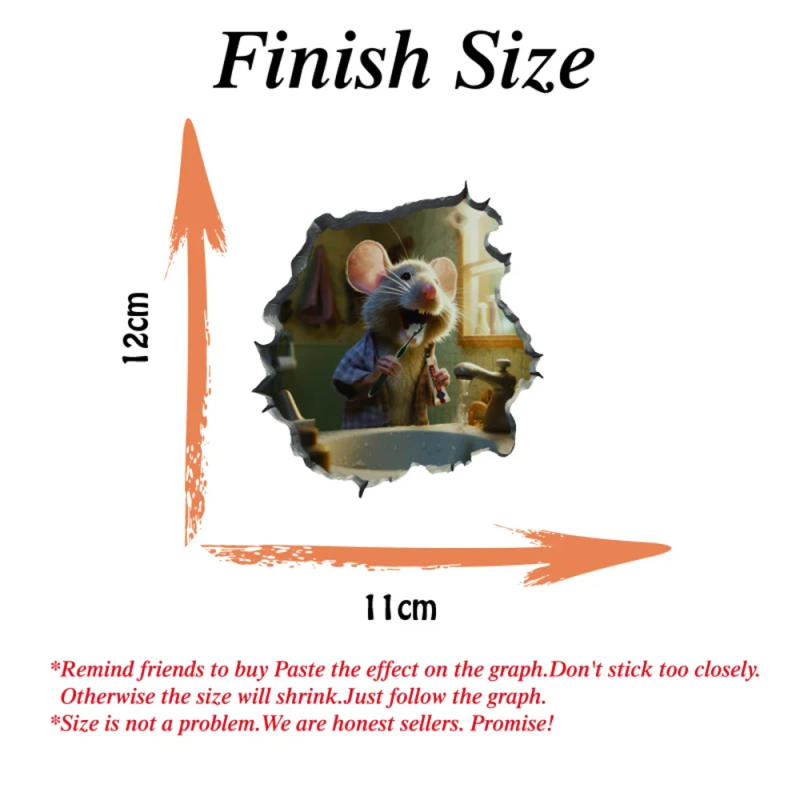 Description Picture 3 of itemWall Stickers 3D Mouse Hole Window Wall Mirror Waterproof Accessoriesl Laptop Stairs Cabinet Door Cartoon Home Decoration Decal