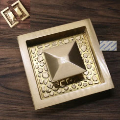 Full Half Square Brass Recessed Cabinet Pull Knob Mid-Century Type