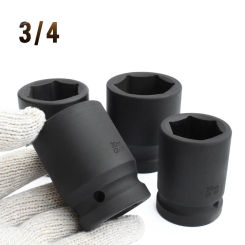 1pcs 3/4" Inch CR-MO Impact Socket Heavy Duty 17mm 18mm 19mm 21mm 22mm 24mm 27mm 30mm 32mm 35mm 36mm 37mm Hex Black Air Sockets