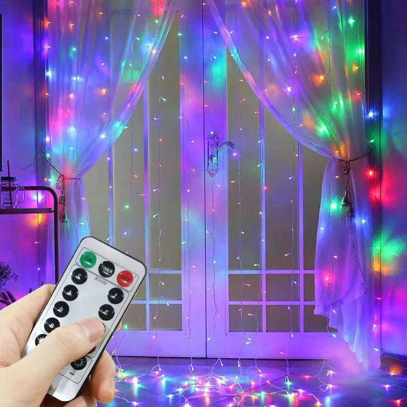 Description Picture 2 of itemFairy 8 Modes LED String Lights Christmas Decoration Remote Control USB Wedding Garland Curtain Lamp Holiday For Bedroom Outdoor