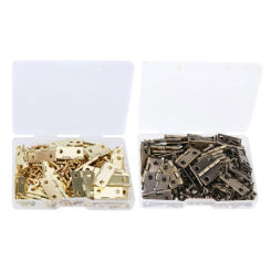 Y1UD 50pcs Gold Miniature Hinges with Screws Gold Tone Small Hinges set for Wood Box Crafting & Small Furniture Hardware