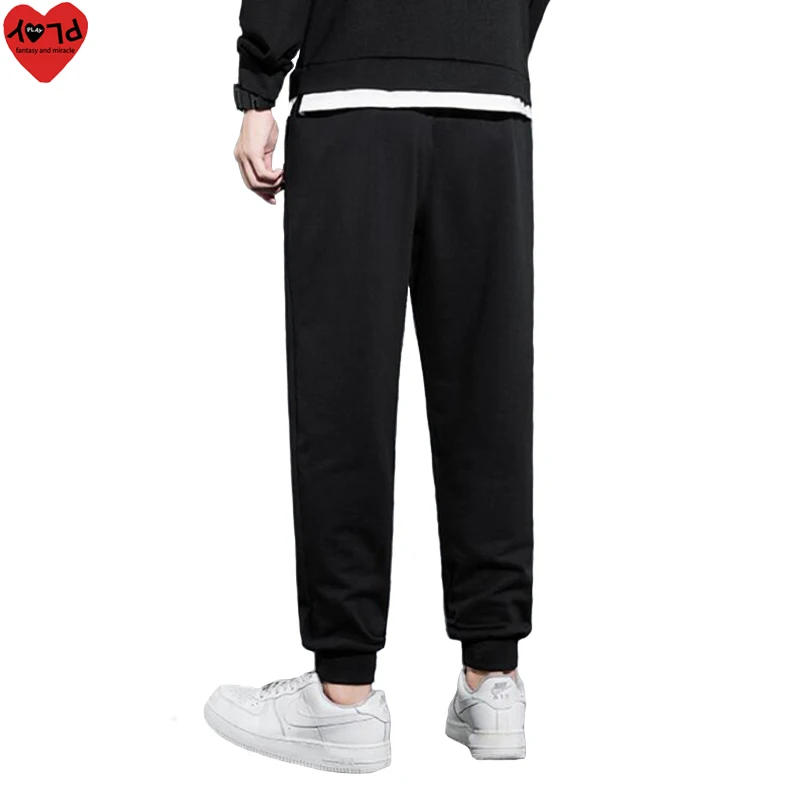 Description Picture 6 of itemMen Women Spring Autumn Pants Heart Letter Embroidery Cartoon Smiley Face print Cotton Elastic Bind Feet Drawstring Casual Pants