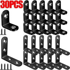 10/30pcs L-shaped Corner Bracket Universal Furniture Corner Connector Heavy Duty Angle Shelf Joint Fastener Brackets With Screws
