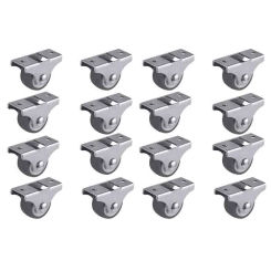 Hot XD-16PCS TPE Caster Wheels Duty Fixed Casters With Rigid Non-Swivel Base Ball Bearing Trolley Wheels Top Plate 1 Inch